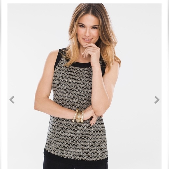 Chico's Travelers Classic Chain Mesh Tank Size 1 - Picture 1 of 6